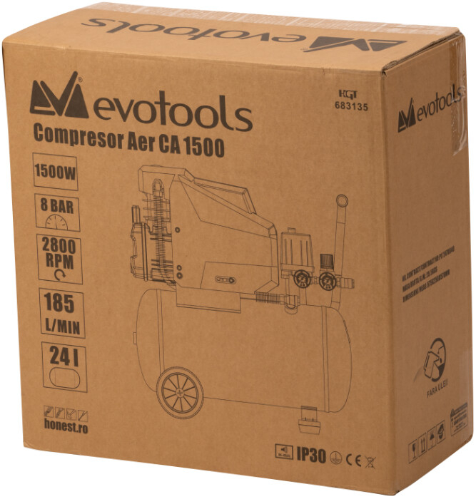 Compresor Aer CA1500 Evotools - Putere 1500 W Volum 24 l Presiune 8 bari [2]