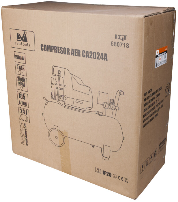 Compresor Aer CA2024A EvoTools - Putere 1500 W Volum 24 l Presiune 8 bari [2]