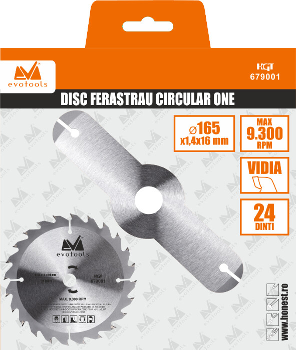 Disc Ferastrau Circular ONE EPTO - Diametru interior/exterior 16/165 mm Grosime disc 1.4 mm Nr. dinti 24T Cod produs 678488 [2]