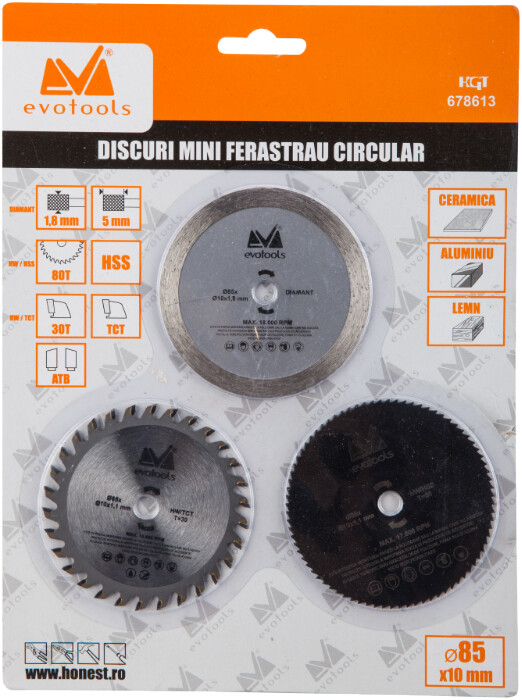 Discuri Mini Ferastrau Circular 3 Pcs - Diametru discuri 85 mm Cod produs 678257 [2]