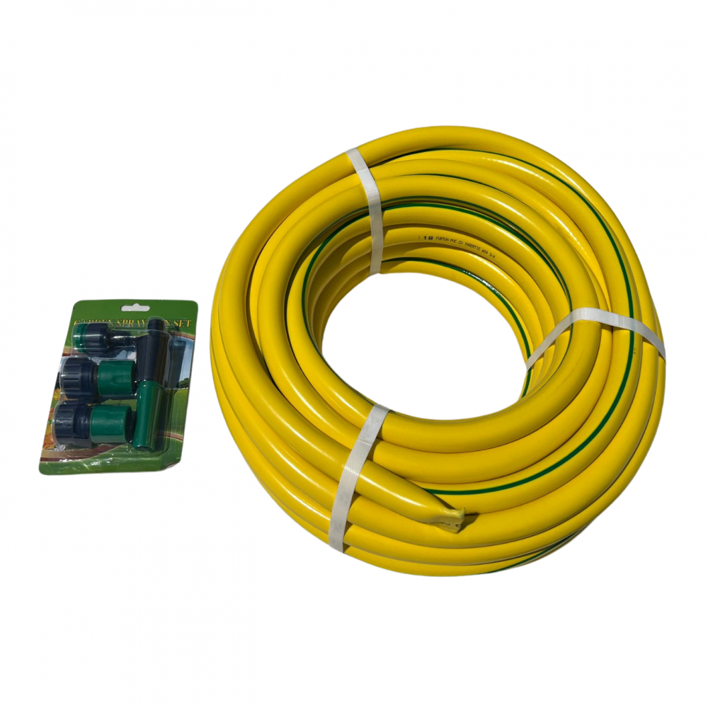 Furtun de gradina profesional galben cu insertie, anti-alge, rezistent la inghet, 1/2" + 5 accesorii incluse [2]