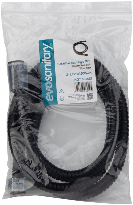Furtun Dus Inox Negru EvoSanitary - Diametru furtun 1/2 inch Lungime furtun 1500 mm [2]