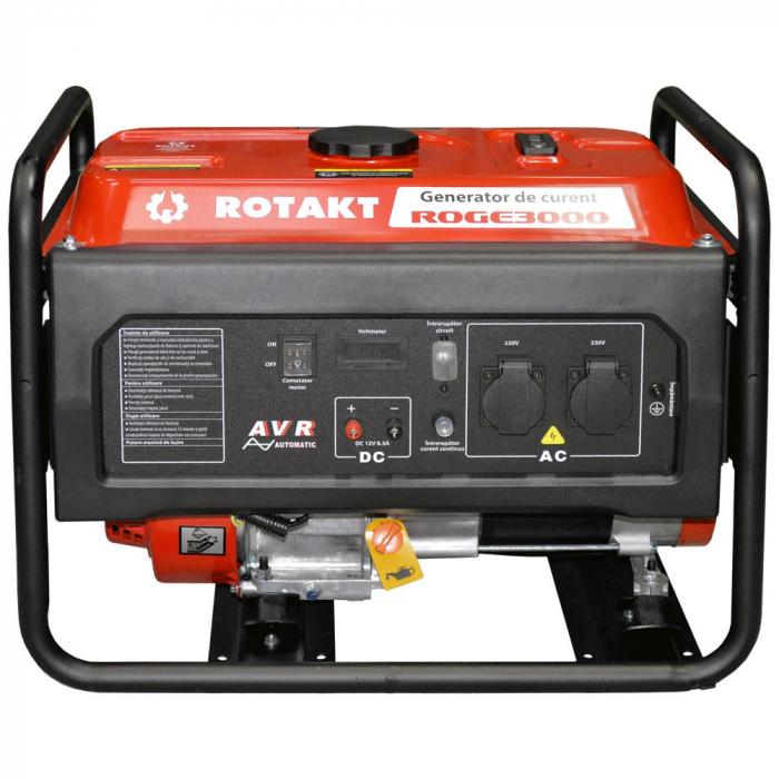Generator De Curent Pe Benzină Rotakt ROGE3000 3.0 KW, AVR, Voltmetru, Iesire De 12V, Consum de 1,09L/oră [2]