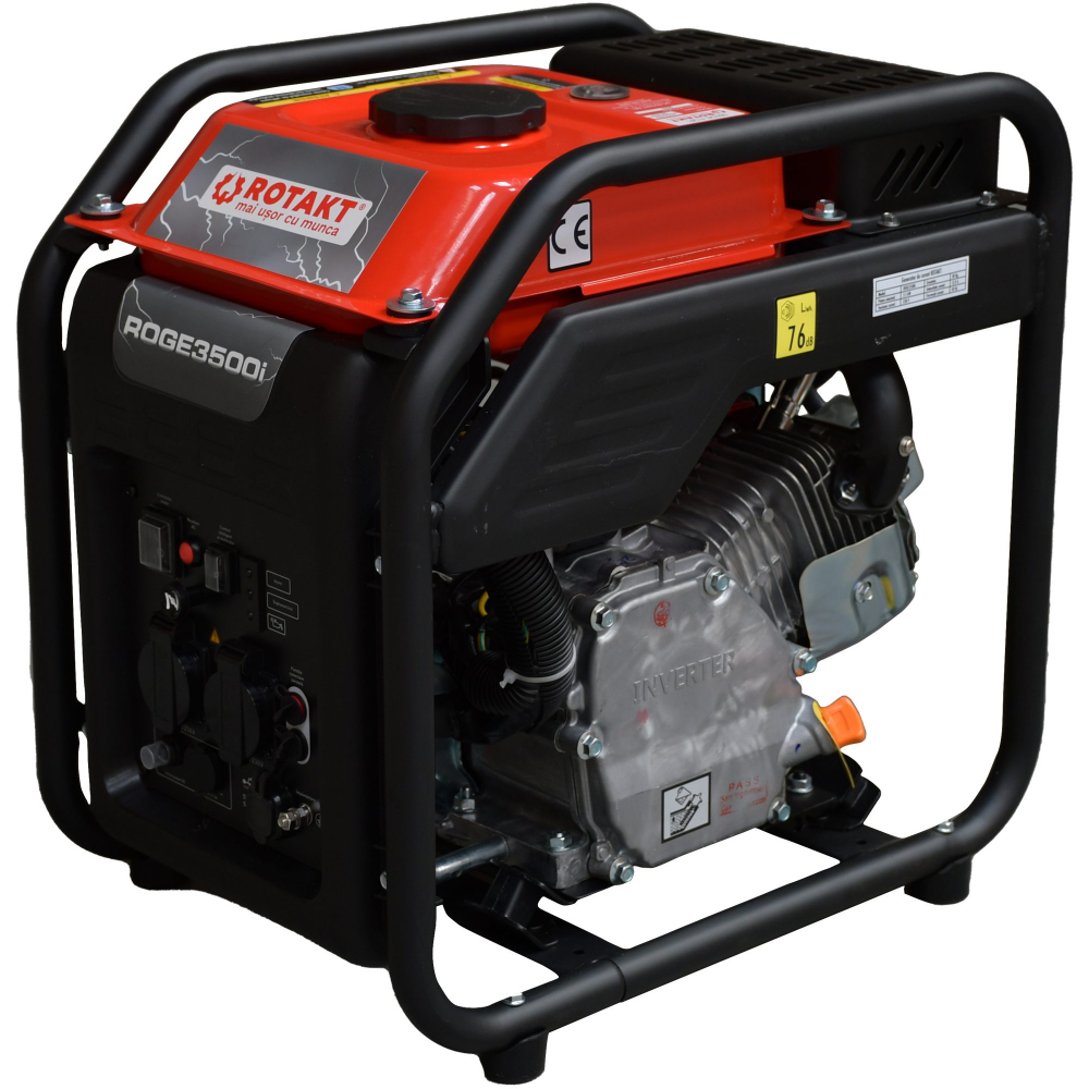 Generator De Curent Rotakt ROGE3500i 3.5 KW Pe Benzină, AVR, Ieșire 12V, Voltmetru [1]