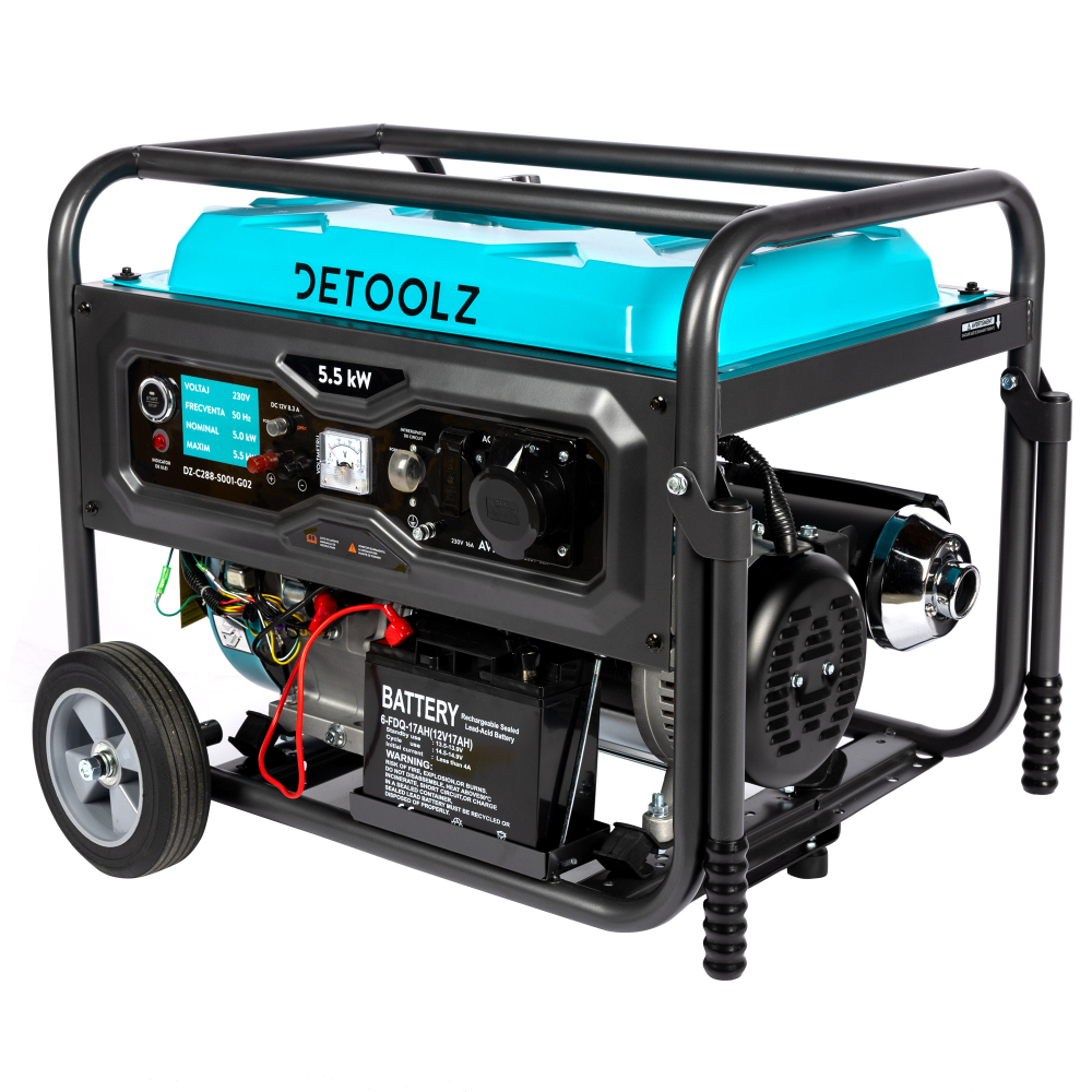 Generator Detoolz 5.5kW 2P230 B4T pornire electrica 25L cu roti G02 [5]