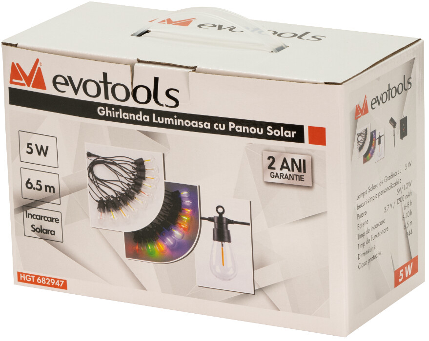 Ghirlanda Luminoasa cu Panou Solar 6.5m si 10 Becuri EvoTools [2]