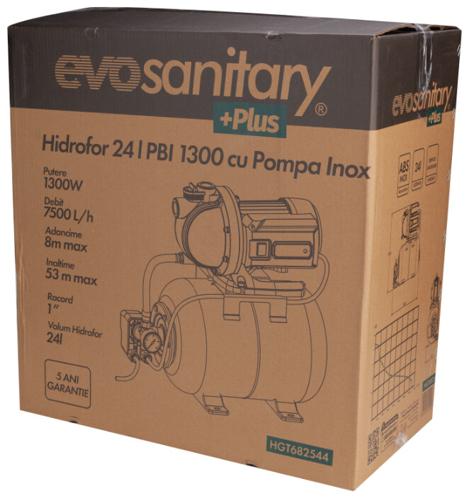 Hidrofor 24l PBI cu Pompa Inox Evosanitary Plus 5 ANI GARANTIE [2]