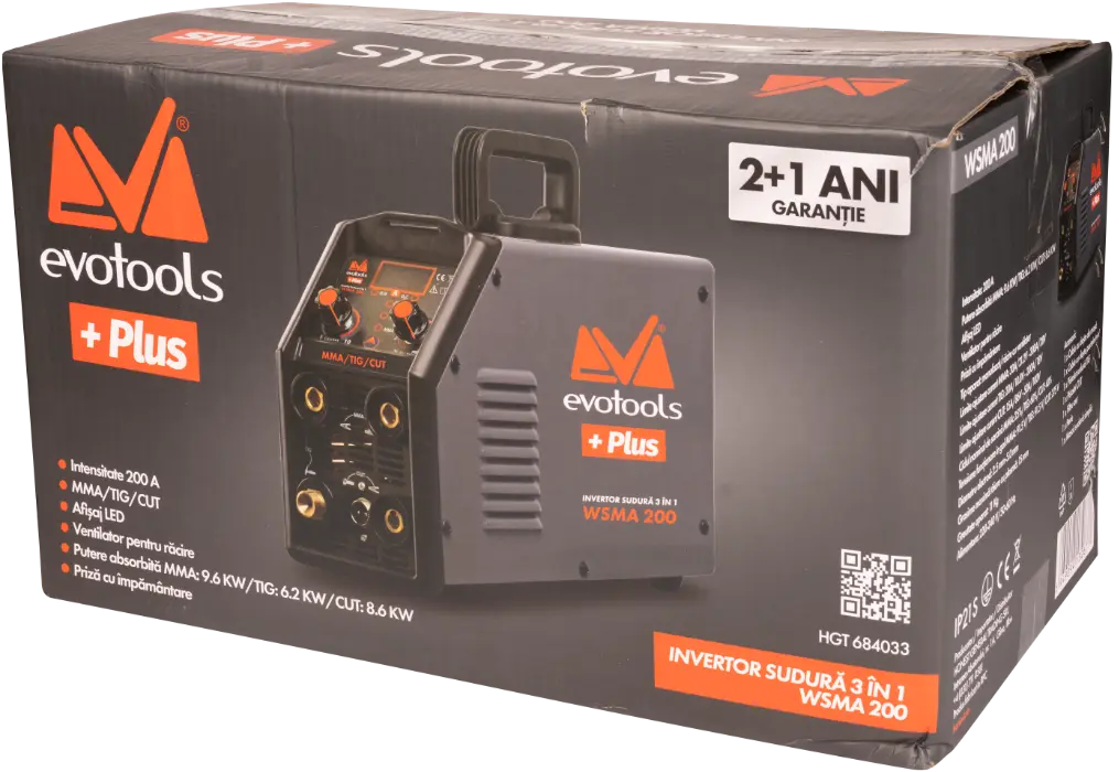 Invertor Sudura 3 in 1 cu Afisaj LED MMA/TIG/CUT WSMA200 EvoTools +Plus [2]