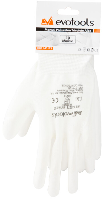 Manusi Tricotate Albe Acoperire Poliuretan [2]