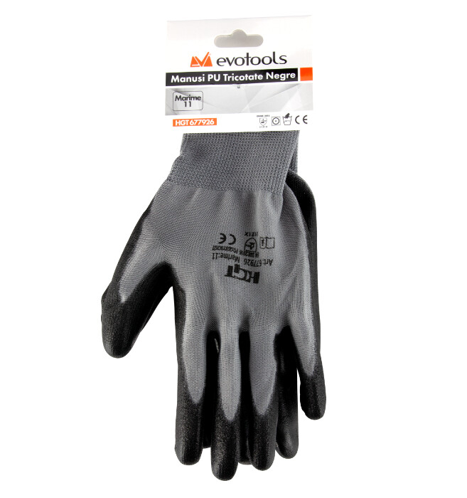 Manusi Tricotate Negre Acoperire Poliuretan [2]