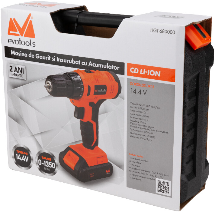 Masina de Gaurit si Insurubat CD Li-Ion cu 2 Acumulatori EvoTools [7]