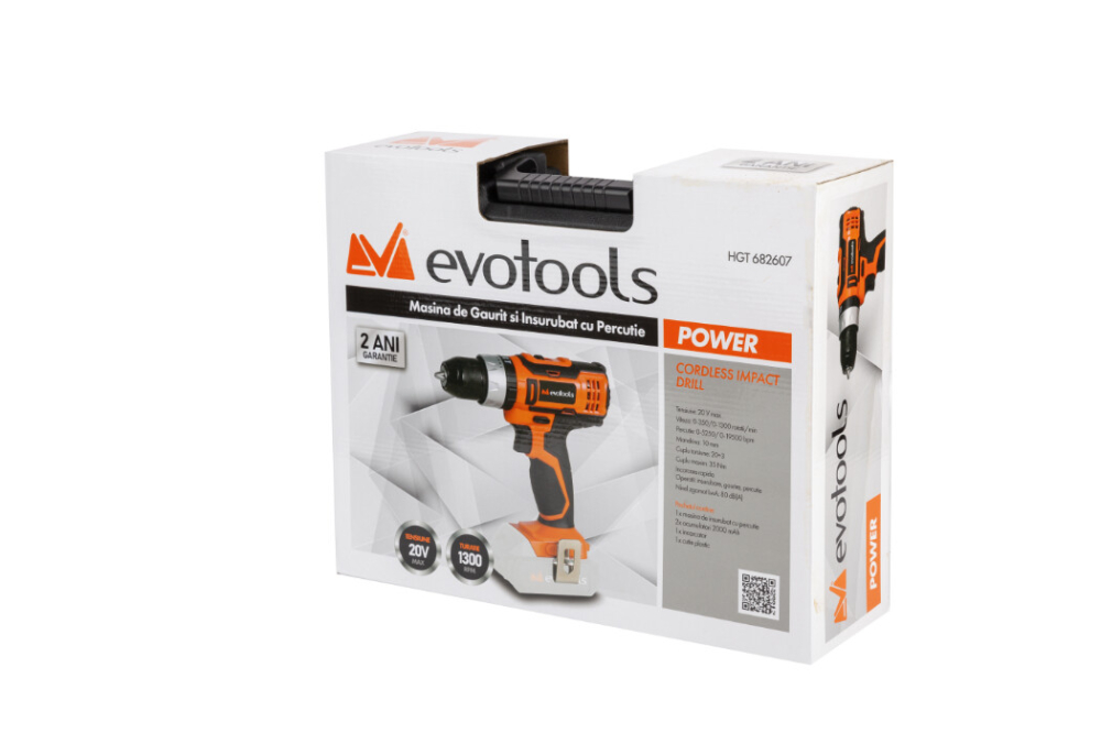 Masina de Gaurit si Insurubat cu Percutie cu 2 Acumulatori si Incarcator MAX 20V POWER Evotools [2]