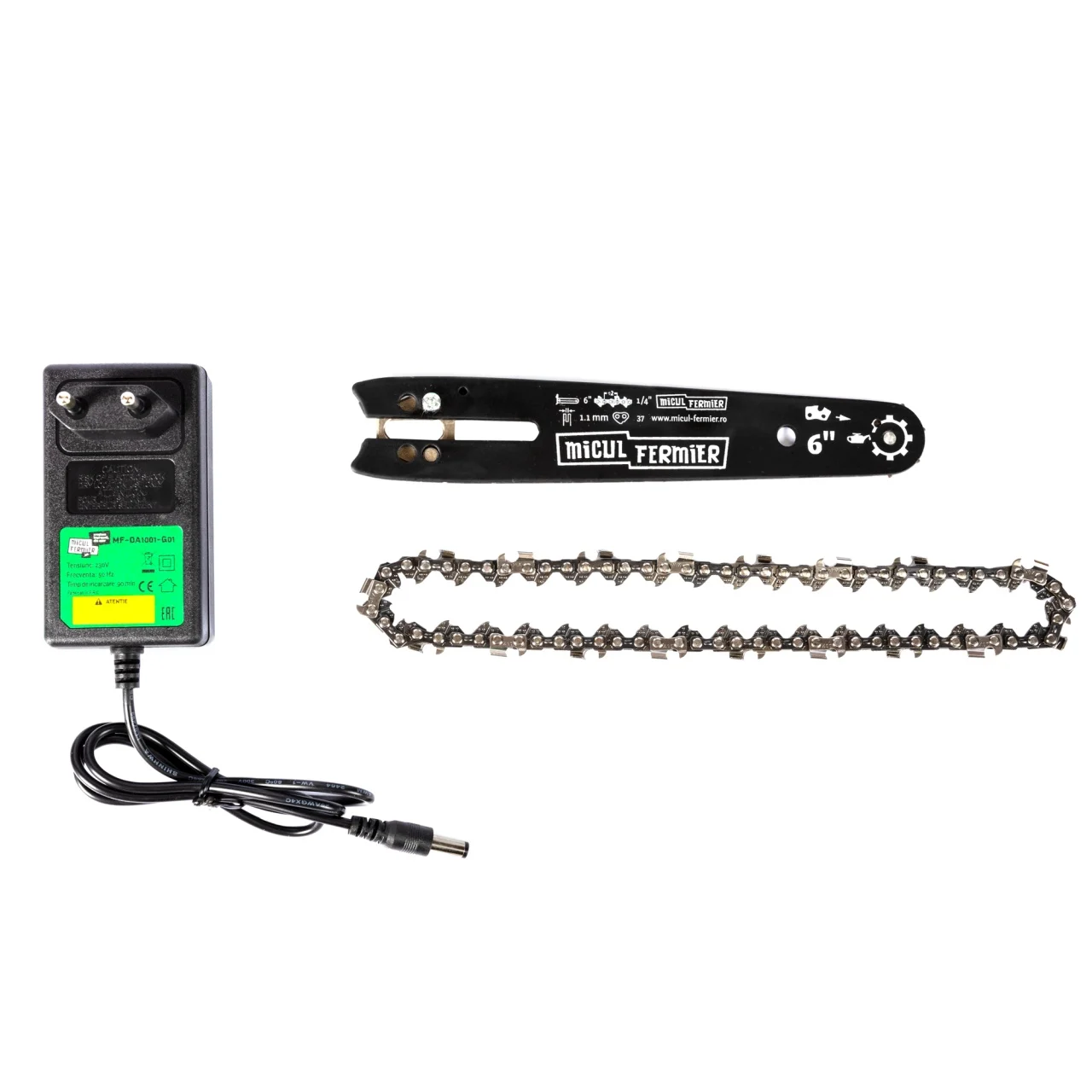 Mini drujba pe acumulator, Micul Fermier, 20V, cu doua lame 6'' si 8'', doua lanturi [11]