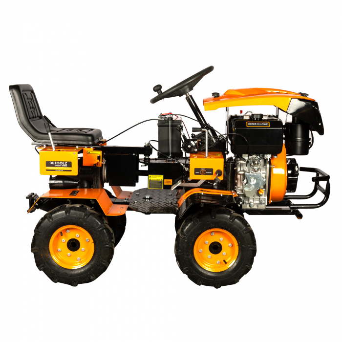 Resigilat! Mini tractor Detoolz, 17cp, 530cc, motor pe motorina 4T, 4X4, 4 viteze, pornire electrica, 2 cutii de viteze [13]
