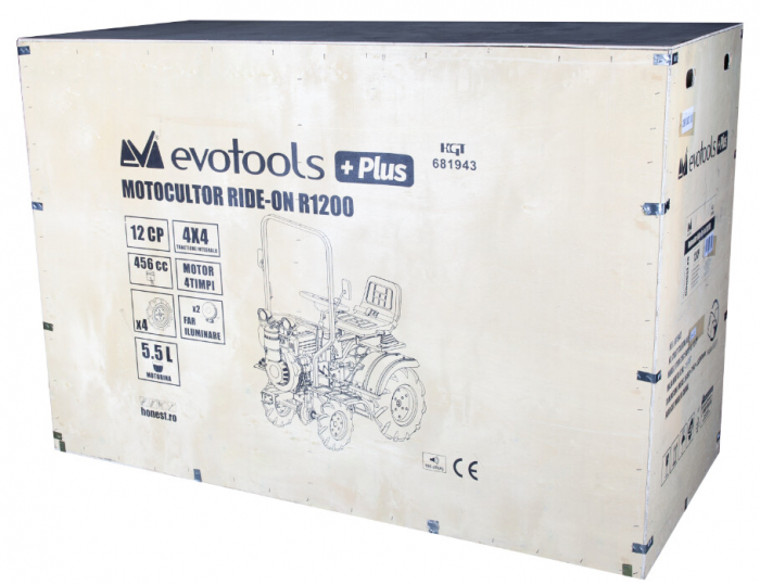Minitractor Ride-On 4x4 R1200 Evotools PLUS Motor Diesel KAMA Pornire Electrica [2]