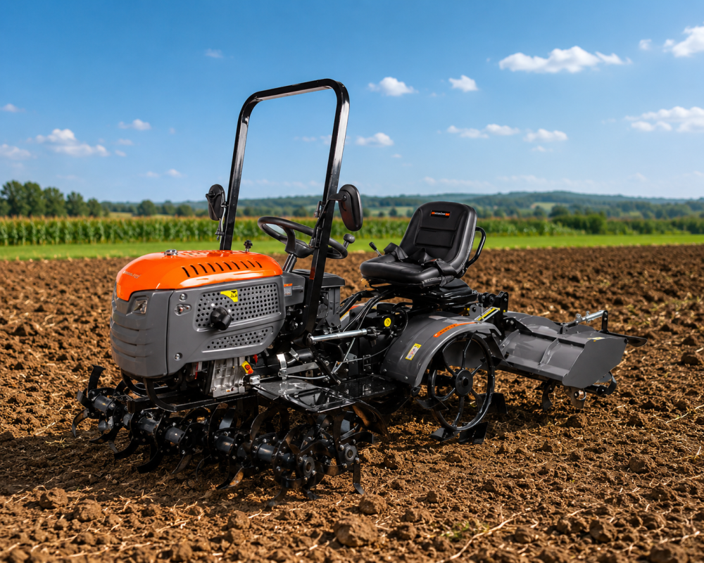 Motocultor Ride-On (Minitractor) 4x4 14HP Diesel Pornire Electrica Tirant Hidraulic si Freza Motrica, Freze lucru, roti metalice si ulei inclus, 3 ani garantie [2]