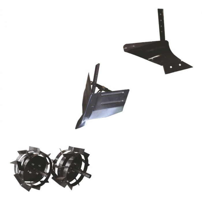 Pachet de accesorii pentru motocultoarele cu o putere mai mică de 8.5 CP, plug de arat, plug de bilonat, roti metalice 4.00-8 [2]