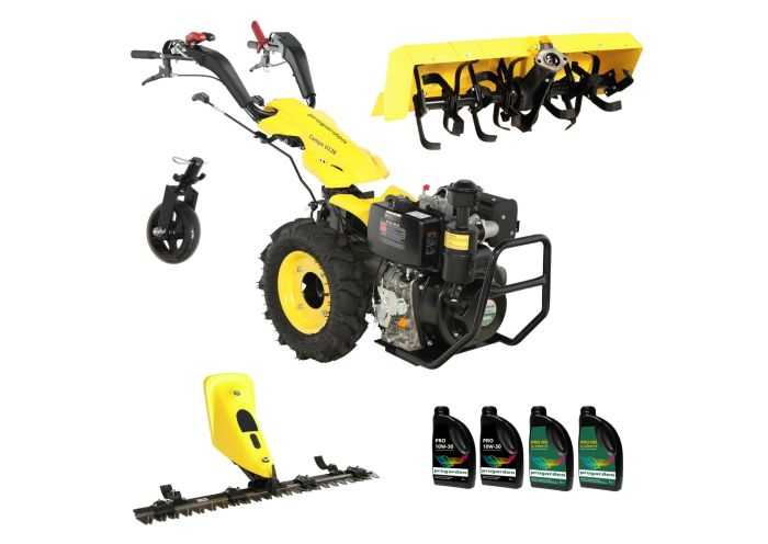 ProGARDEN Pachet Campo U12E Motocultor 12CP + BC120M Bara cosire 120cm + Roata sustinere + FT90 Freza tractata 90cm + 4L Ulei [1]