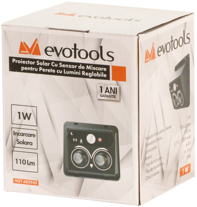 Proiector Led cu Incarcare Solara si Senzor de Miscare, cu Lumini Reglabile, de Perete [2]