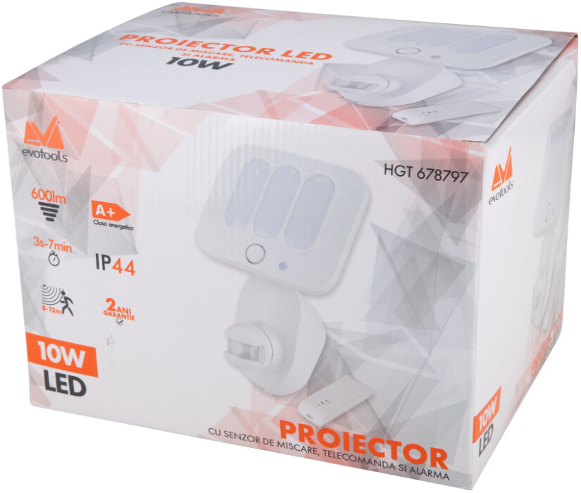 Proiector Led cu Senzor de Miscare,Telecomanda si Alarma - Putere proiector 10 W [2]