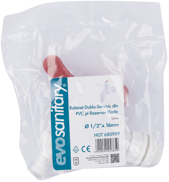 Robinet Dublu-Serviciu din PVC pt Rezervor Plastic - Diametru intrare 1/2" inch [2]