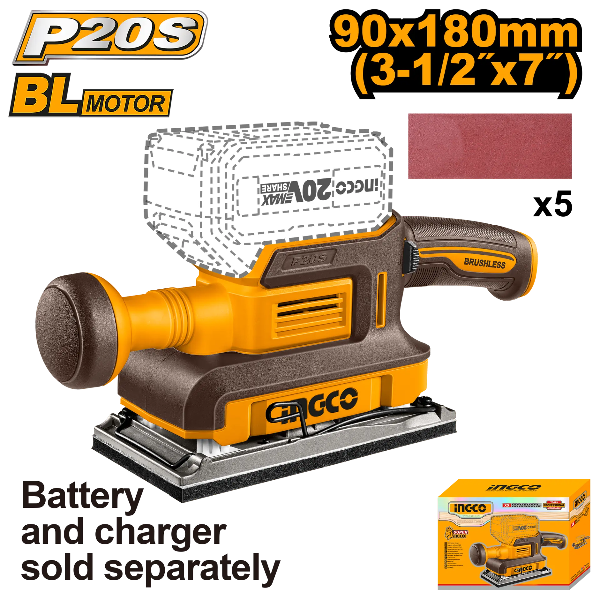 Slefuitor 20V 90x180mm 13000rpm [6]