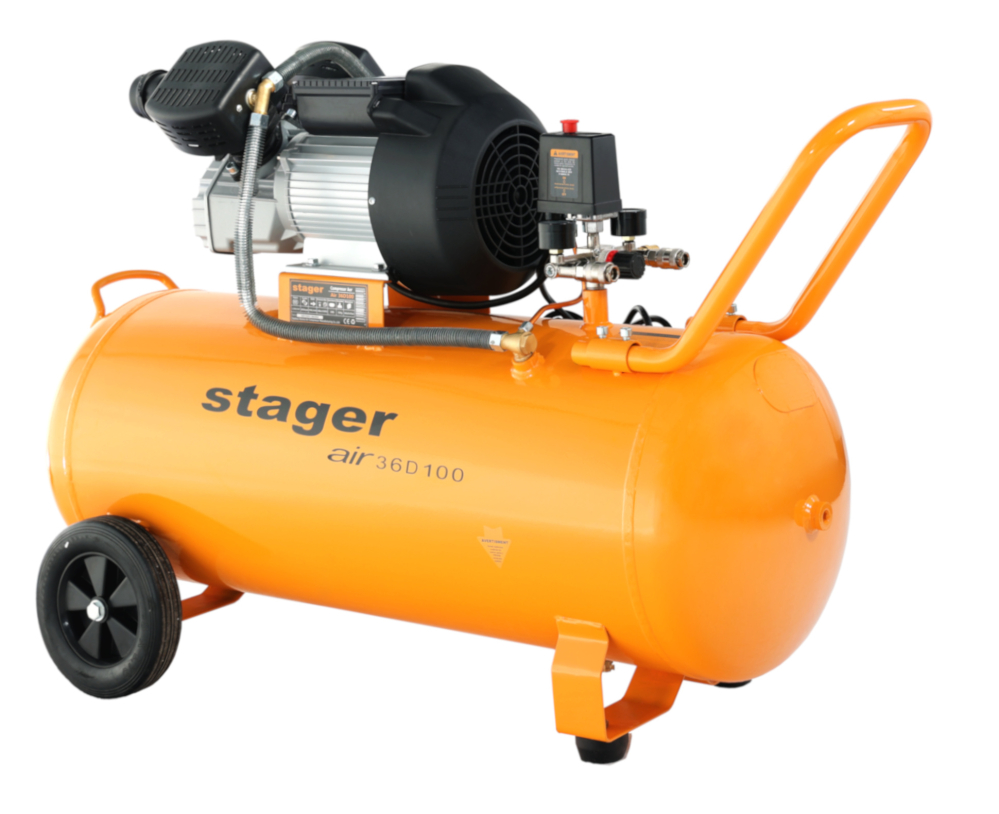 Stager Air 36D100 compresor aer, 100L, 10bar, 356L/min, monofazat, angrenare directa [3]