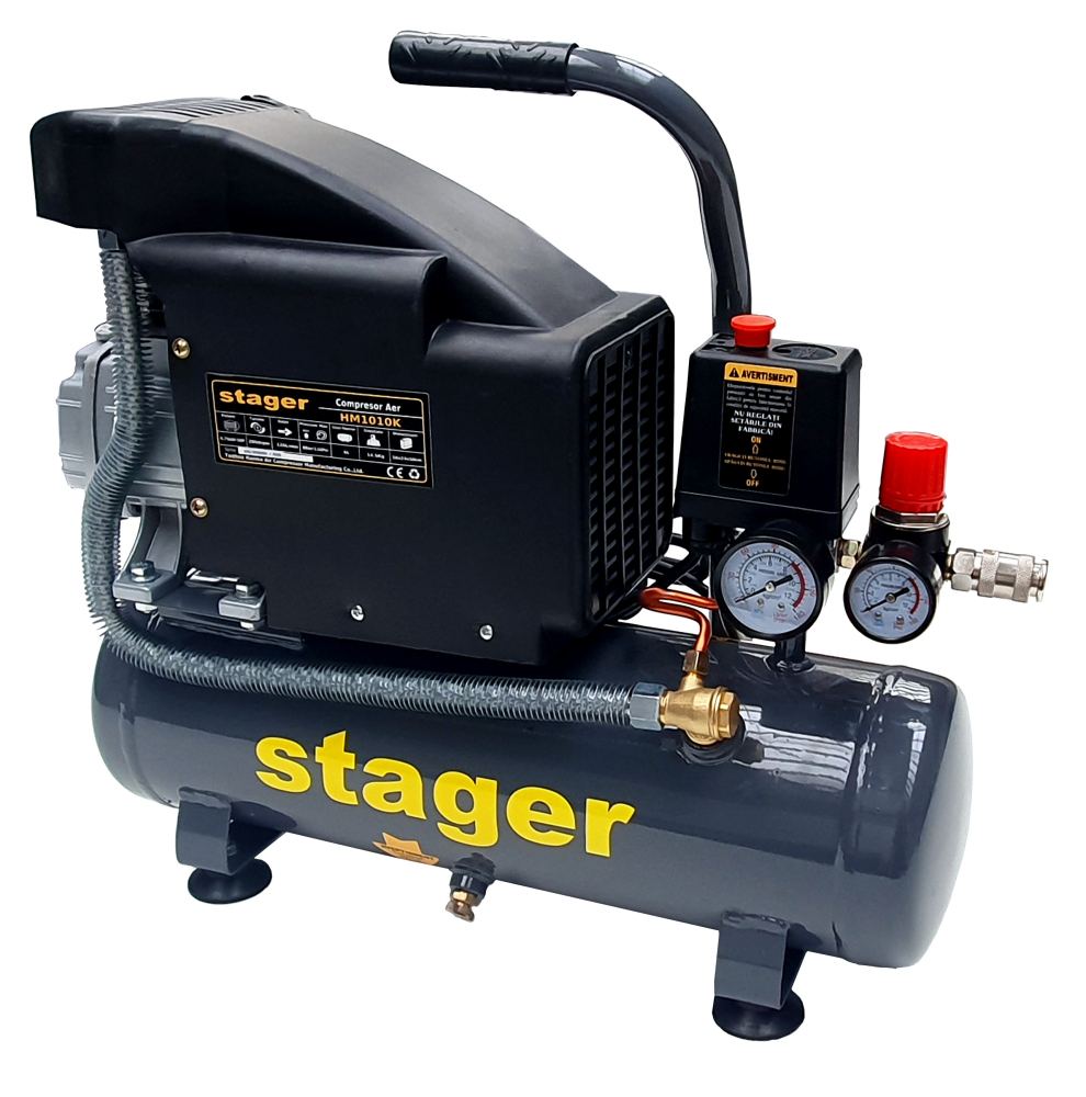 Stager HM1010K compresor aer, 6L, 8bar, 126L/min, monofazat, angrenare directa [1]