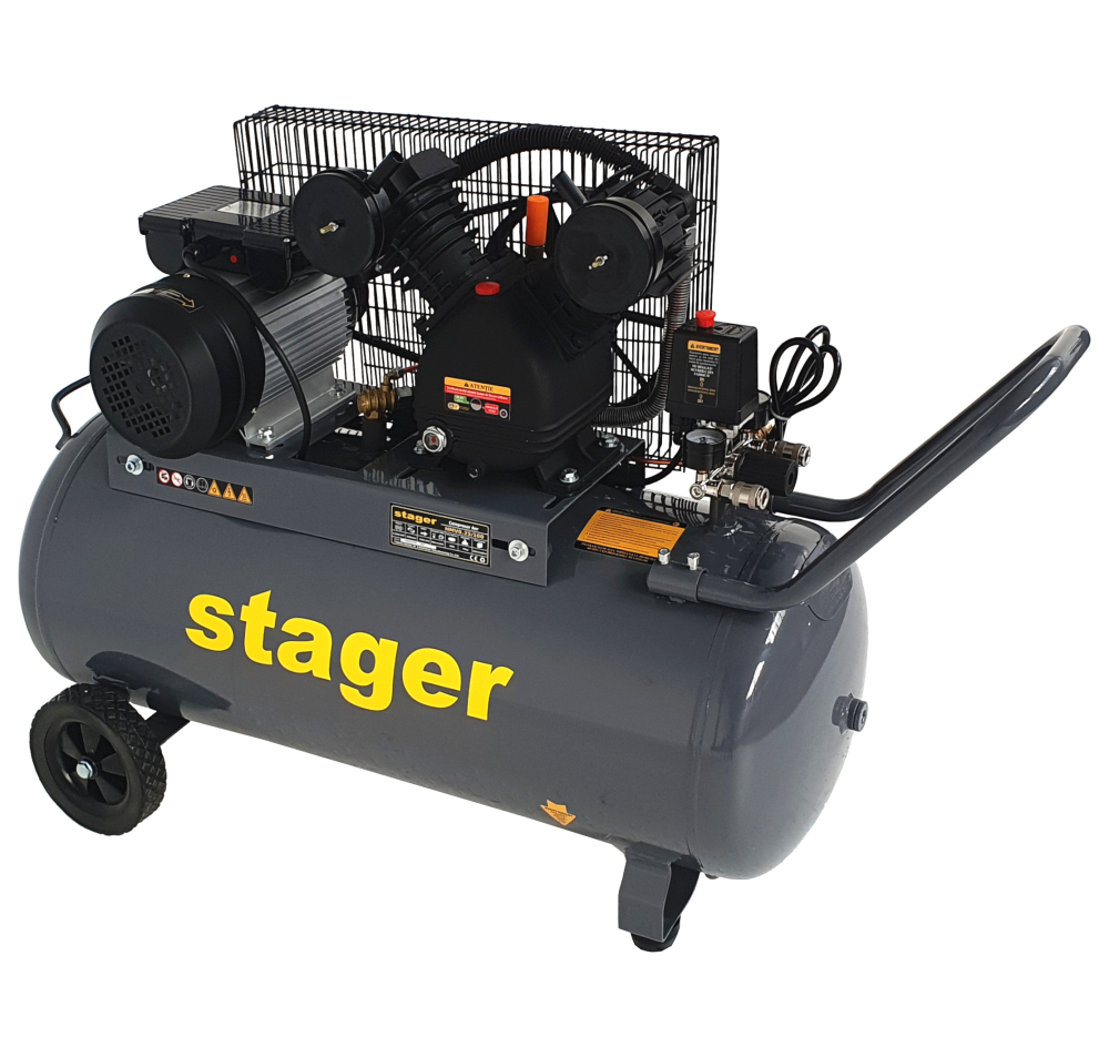 Stager HMV0.25/100 compresor aer, 100L, 8bar, 324L/min, monofazat, angrenare curea [1]