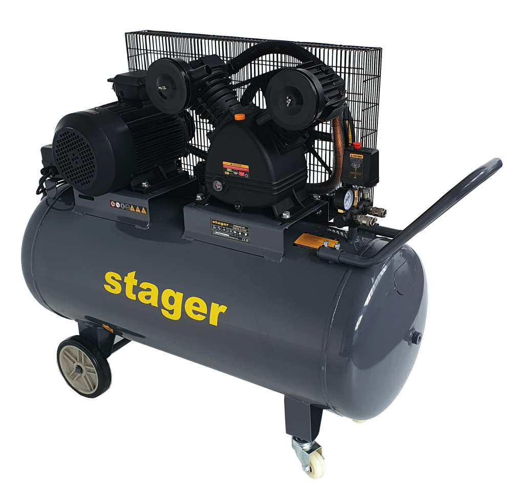 Stager HMV0.6/200 compresor aer, 200L, 8bar, 600L/min, trifazat, angrenare curea [2]
