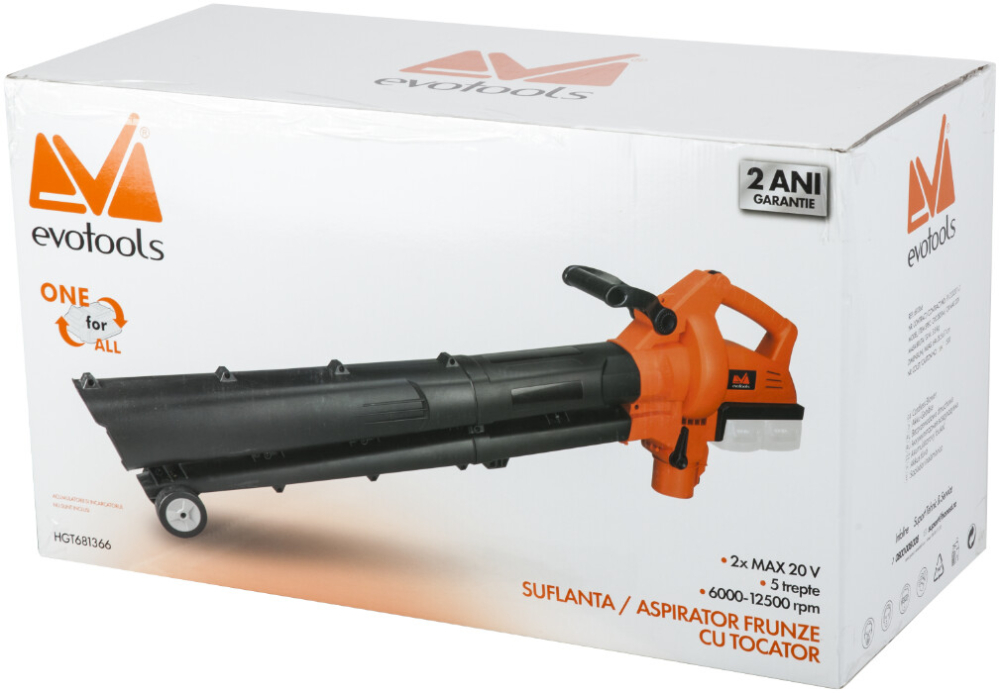 Suflanta/Aspirator Frunze cu Tocator fara Acumulator si Incarcator LB 2x MAX 20V ONE EvoTools [2]