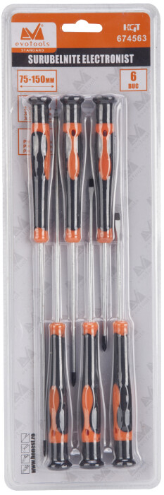 Surubelnita Electronist TPR Orange (6 piese) - Lungime 75-150 mm Amprenta 2.4-3 [2]