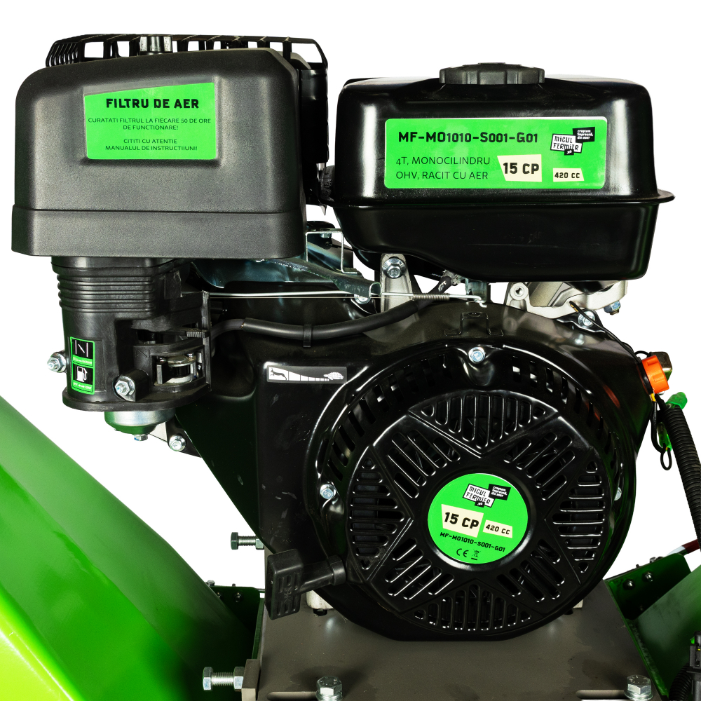 Tocator de crengi Micul Fermier, motor benzină 15CP, cu cârlig de remorcare, 150mm diametru maxim de tăiere, pentru rumeguș MF-MO1010-S001-G01 [15]