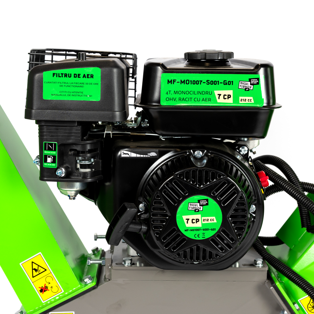 Tocator de crengi Micul Fermier, motor benzină 7CP, 100mm diametru maxim de tăiere, pentru rumeguș MF-MO1006-S001-G01 [15]