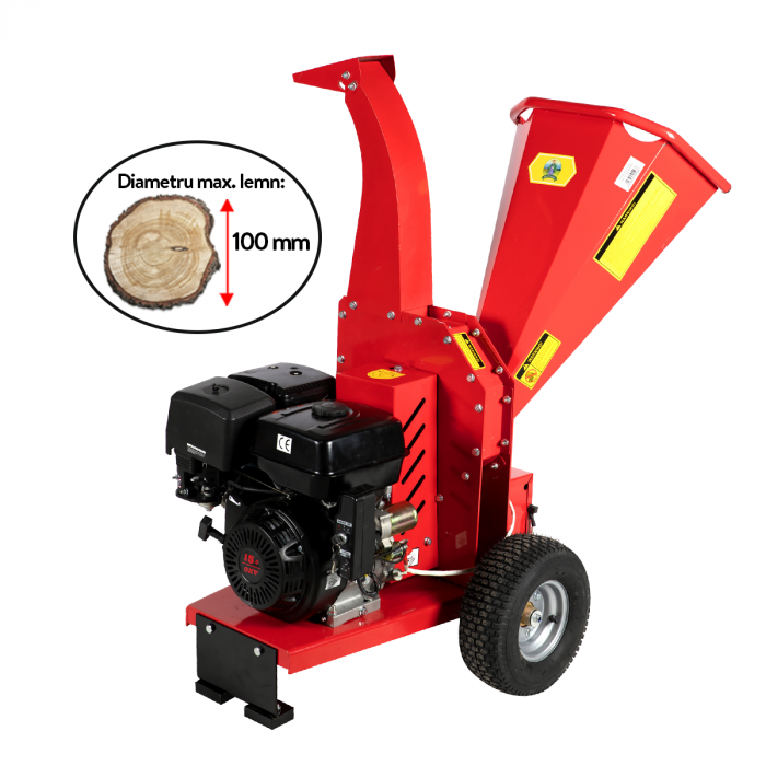 Tocator pentru crengi Micul Fermier, Ø100mm, motor benzina 15CP, pornire electrica, alimentare orizontala, pentru rumegus [1]
