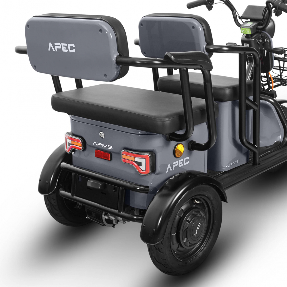 Triciclu electric Voltarom APM5, 60V, 20 AH, 1000W, fara permis, 25km/h, Gri, autonomie pana la 40km [12]
