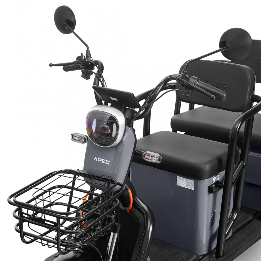 Triciclu electric Voltarom APM5, 60V, 20 AH, 1000W, fara permis, 25km/h, Gri, autonomie pana la 40km [2]