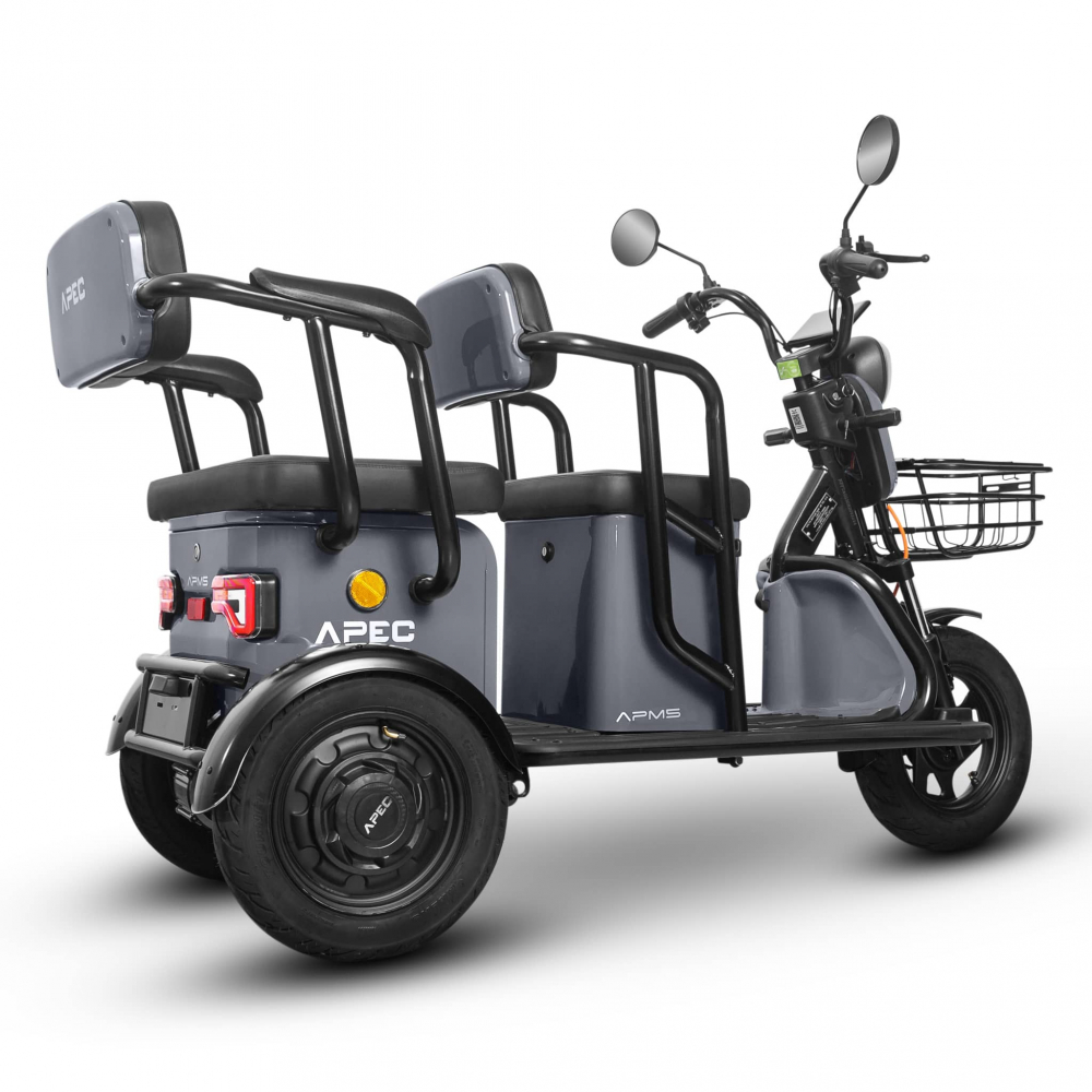 Triciclu electric Voltarom APM5, 60V, 20 AH, 1000W, fara permis, 25km/h, Gri, autonomie pana la 40km [13]