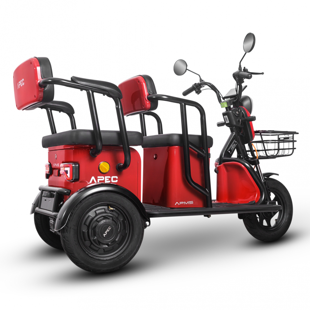Triciclu electric Voltarom APM5, 60V, 20 AH, 1000W, fara permis, 25km/h, Rosu, autonomie pana la 40km [13]