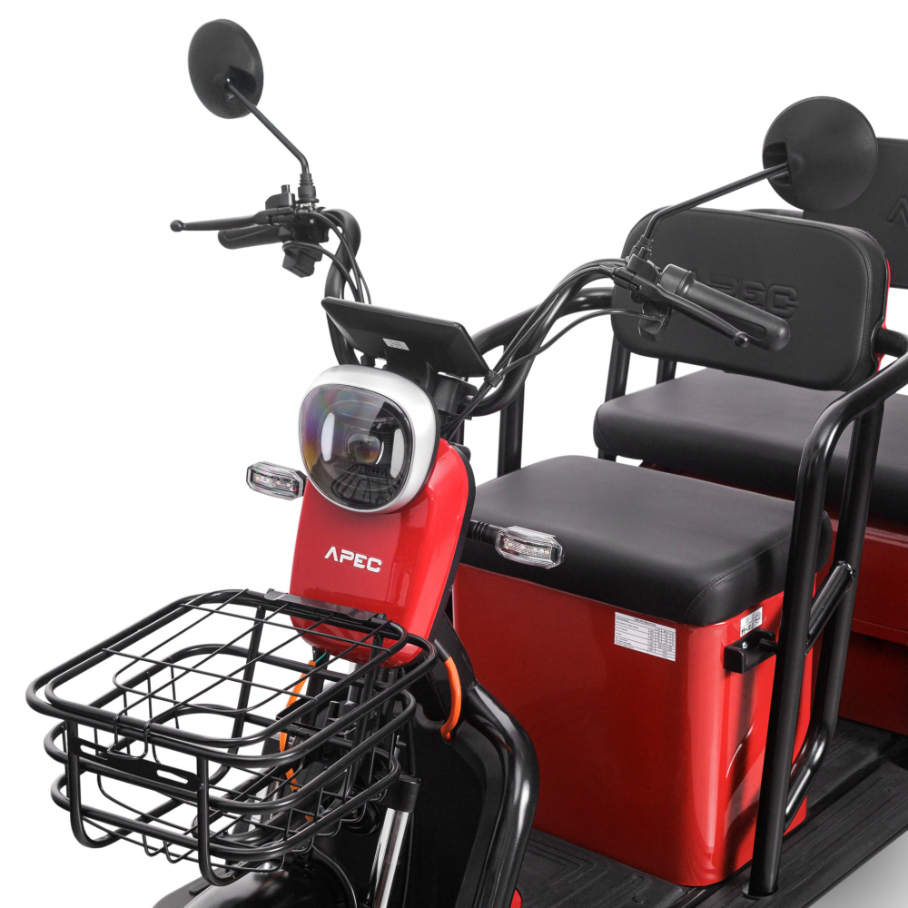 Triciclu electric Voltarom APM5, 60V, 20 AH, 1000W, fara permis, 25km/h, Rosu, autonomie pana la 40km [2]