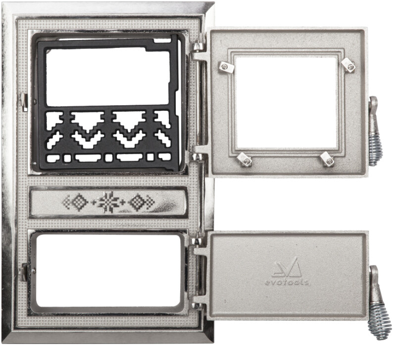Usa Soba Monobloc cu Geam Motive Romanesti Nichelata [3]