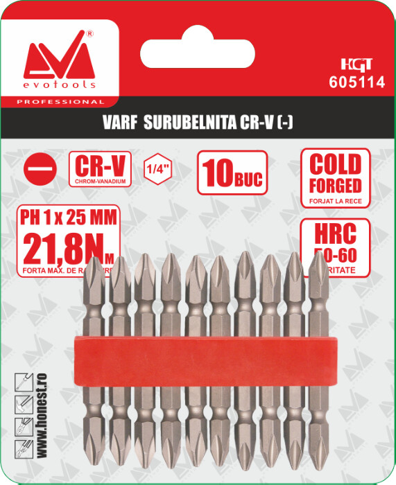 Varf Surubelnita Cr-V cu Doua Capete Identice-10 buc - Tip PZ2 [2]