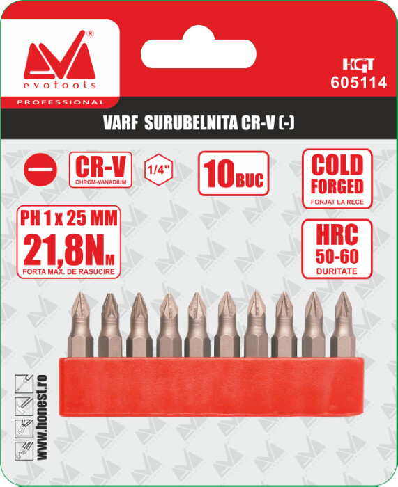 Varf Surubelnita Cr-V pt Amprenta Pozidrive-10 buc [2]