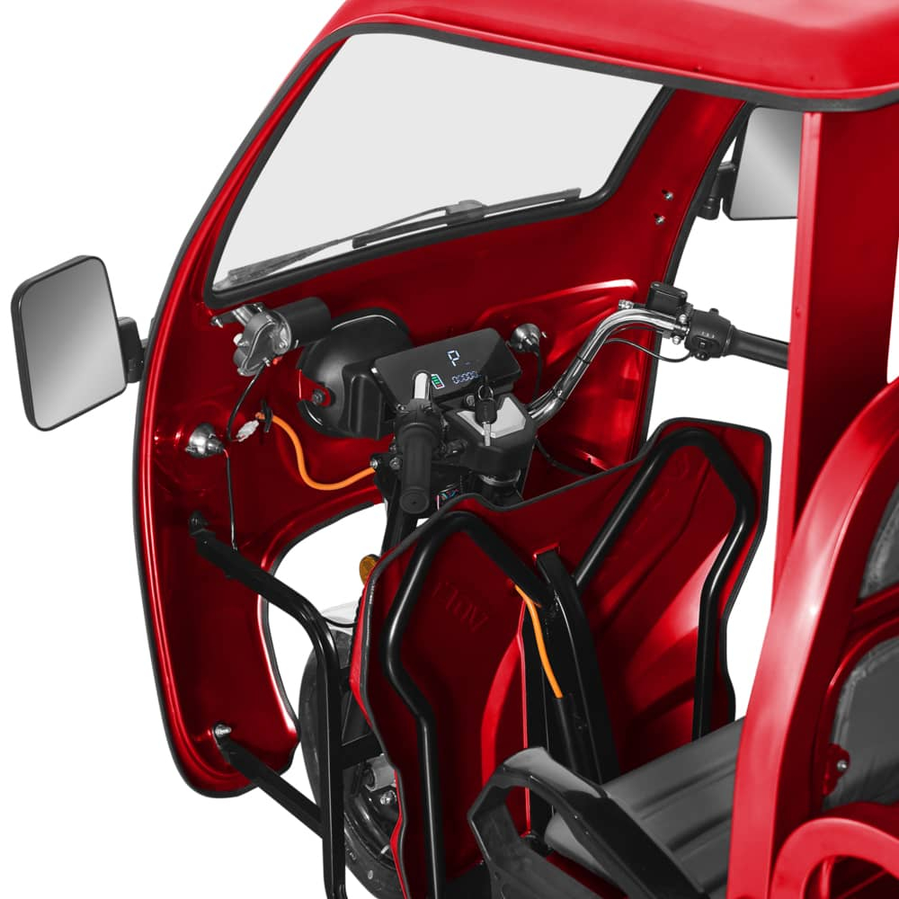 Voltarom Hercules motor 3900W, 72V, 120Ah, 120Km autonomie, viteza maxima 25 km pe ora, FARA Permis, Triciclu Electric Tuk Tuk, Cu Cabină, Rosu [6]
