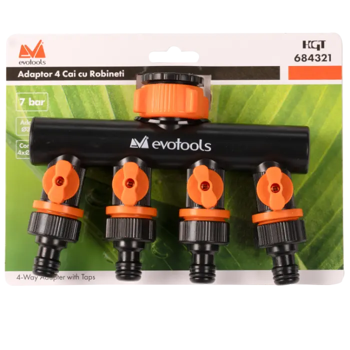 Adaptor Furtun 4 Cai cu Robineti EvoTools [1]