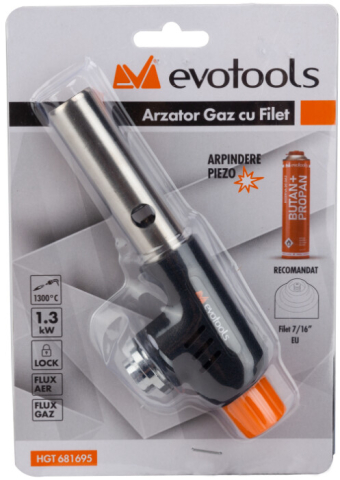 Arzator Gaz cu Filet si Aprindere PIEZO - Tip Filet 7/16 [1]
