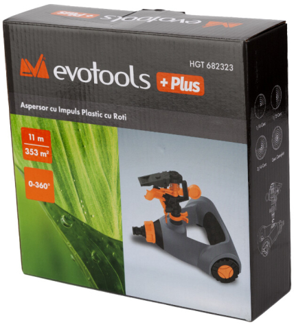 Aspersor cu Impuls Plastic cu Roti EvoTools +Plus [1]
