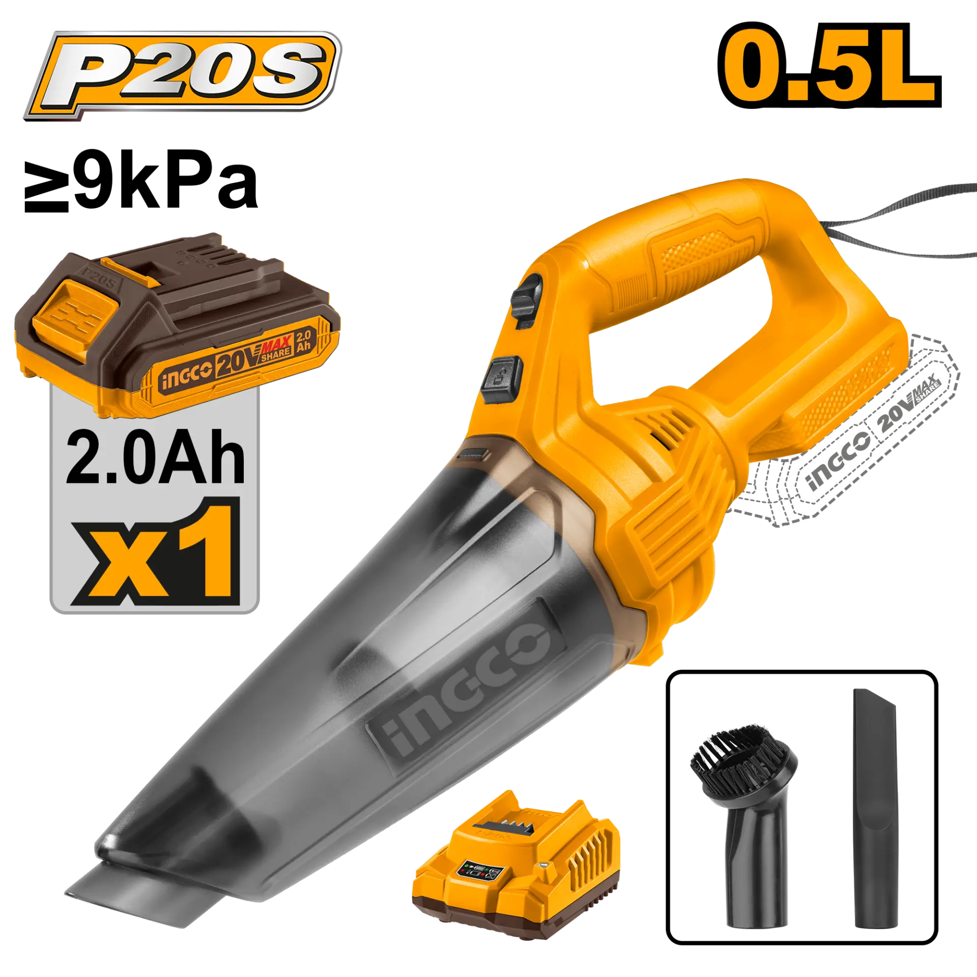 Electrocasnice - Aspirator de Mana 20V 0.5L Cu 1 Acumulator