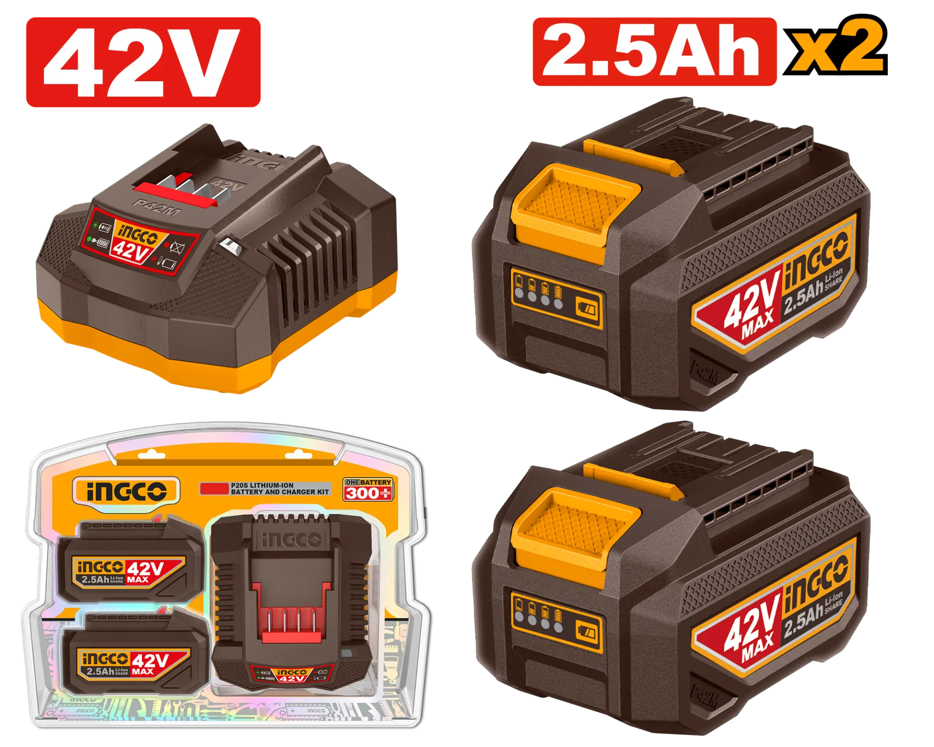Baterie (Acumulator) 42V 2.5Ah Set 2Buc cu Incarcator [3]
