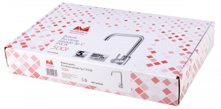 Baterie Bucatarie Lebada Tip C INOX 5001 - Lungime baterie 215 mm Inaltime maneta 95 mm Inaltime utila 255 mm Inaltime totala 340 mm [1]